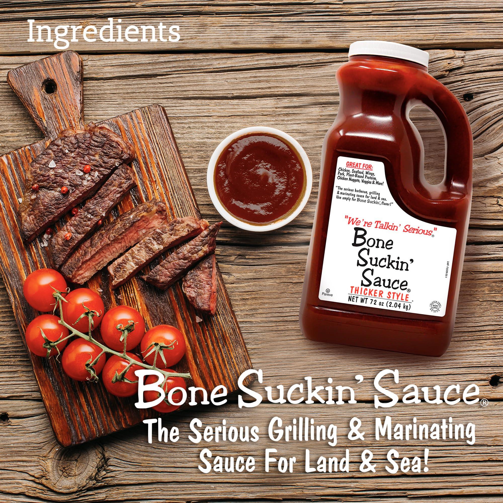 Bone Suckin' Bone Suckin\' Sauce Sweet Southern Thick BBQ Sauce, Gluten-Free, Non-GMO, Kosher, Thick Barbecue Sauce Sweetened with Cane Sugar & Molasses, 72 Ounce Jug