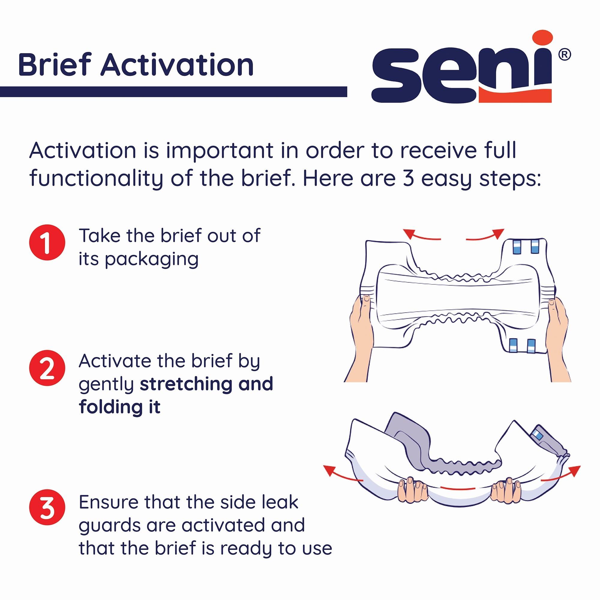 TZMO USA Inc Seni Super Plus Adult Incontinence Brief L Heavy Absorbency Breathable/Overnight, Heavy to Severe (Medium, 20, Count)