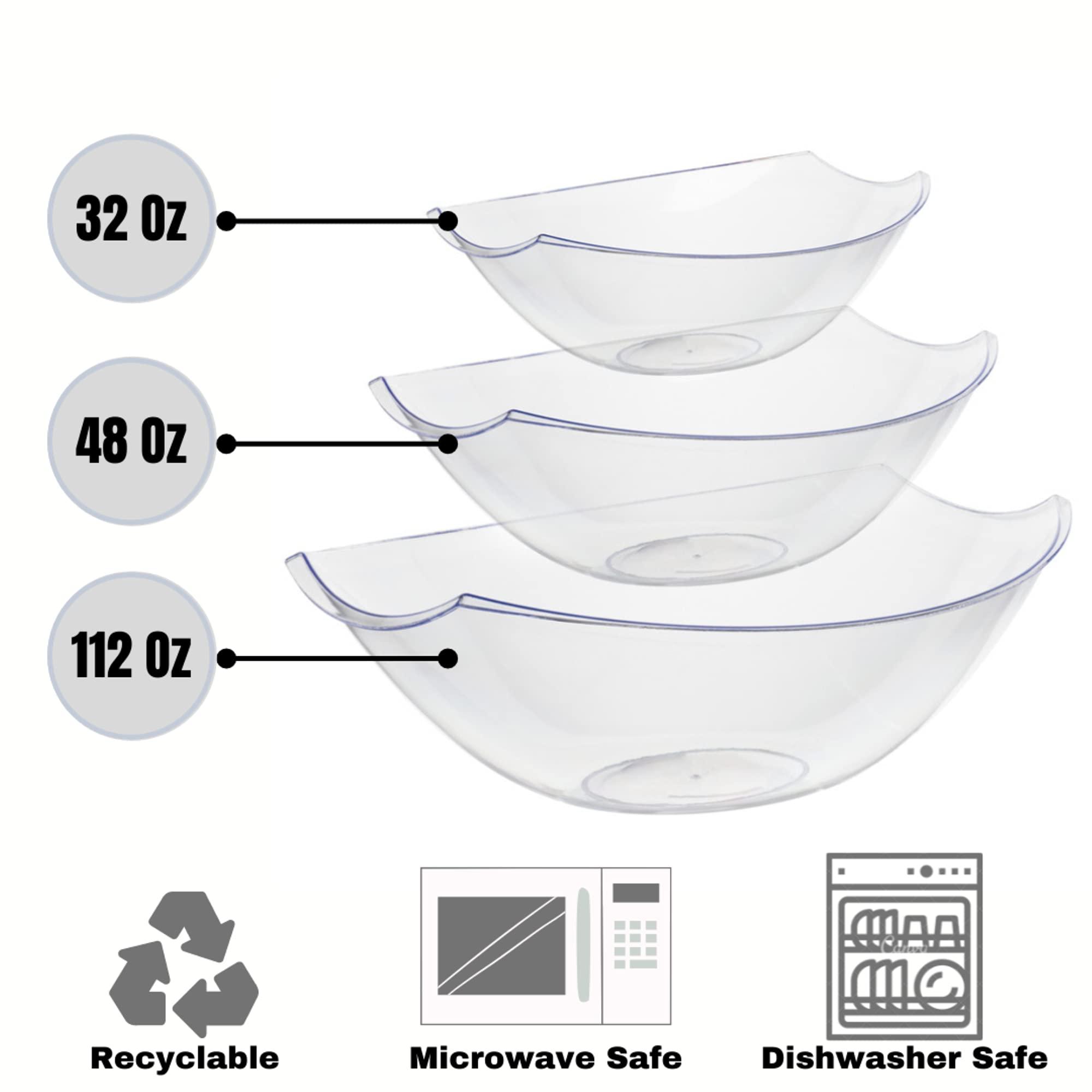 Exquisite Exquisite Pack Of 8 Disposable Plastic Serving Bowls Plastic For Parties Oval | 112 Oz Clear Plastic Bowls For Parties I Disposable Serving Bowls For Salad Bar Buffet | Serving Bowl For Candy & Chips