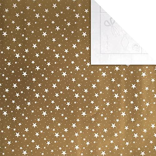 Hallmark Hallmark Gold Christmas Wrapping Paper and Gift Tag Bundle - 3 Rolls of Paper in 3 Designs With 2 Packs of 10 Plain Gold Gift Tags