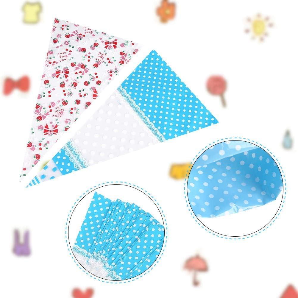 Kuuleyn Cone Shaped Cellophane Treat Bags, Cellophane Cone Bags, 50 Packs Festival Clear Cone Shaped Treat Popcorn Bags Cellophane Candy Bags with Twist Tie (Blue, 4 Silk * 17cm * 30cm)