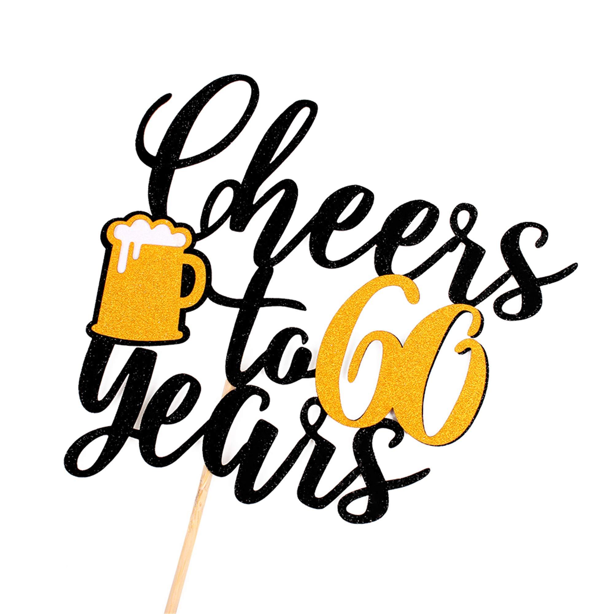 UNIMALL 60 Years Cake Topper - Gold Glitter 60th Birthday, Wedding Anniversary Cake Topper Picks Party Decoration