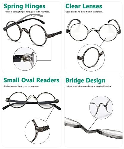 Eyekepper Eyekepper Round Reading Glasses a Little Large than Vintage Professor Oval Readers (Grey Stripe,+0.50)