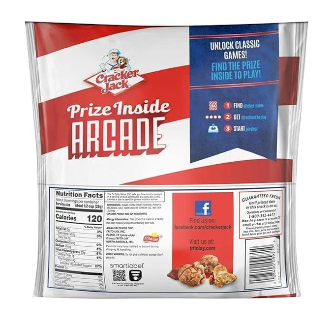 Trio Shippers Traditional Cracker~jack, the Original Caramel Coated Popcorn & Peanut, 30 Bags, 1.25 oz Each, Perfect for Snacking Anytime, Anywhere