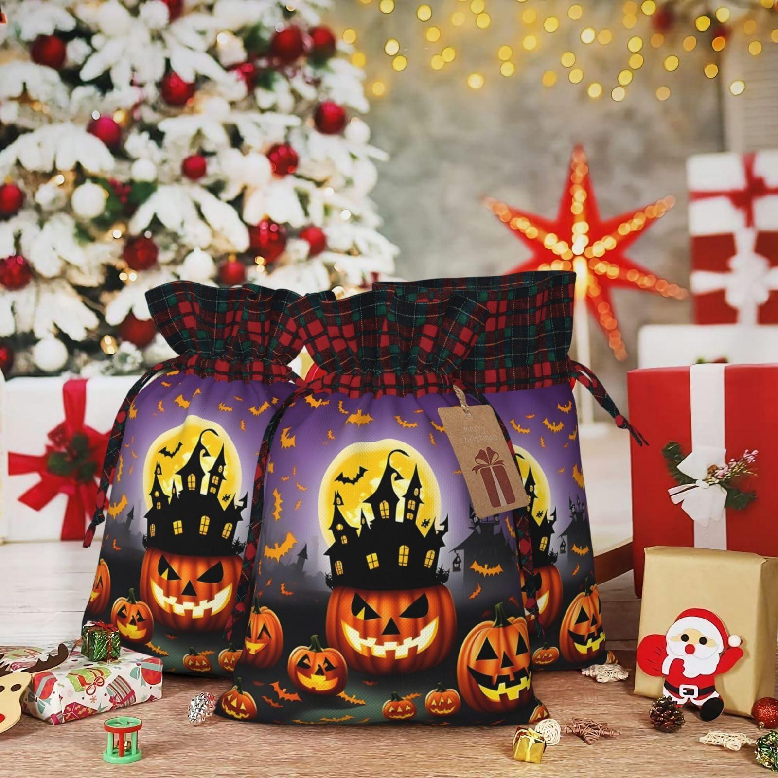 Ogniwo Ogniwo Happy-Halloween-Day-Trick-Or-Treat Xmas Gift Bags, Candy Bags For Wrapping Gifts For Halloween, Birthday, Wedding,8.3 X 11.8 In