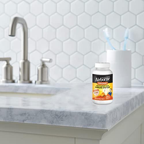 Airborne Airborne 1000mg Vitamin C Chewable Tablets with Zinc, Immune Support Supplement with Powerful Antioxidants Vitamins A C & E - (116 count bottle), Citrus Flavor, Gluten-Free