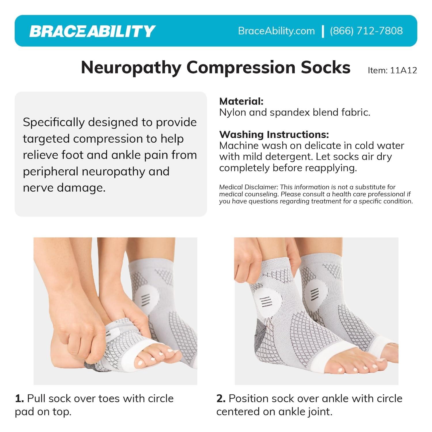 BraceAbility BraceAbility Neuropathy Socks (Pair) - Peripheral Neuritis Compression Diabetic Toeless Foot Sleeves for Nerve Damage Pain in Feet, Ankle Gout, Plantar Fasciitis Relief Brace for Men and Women (M - Purple)