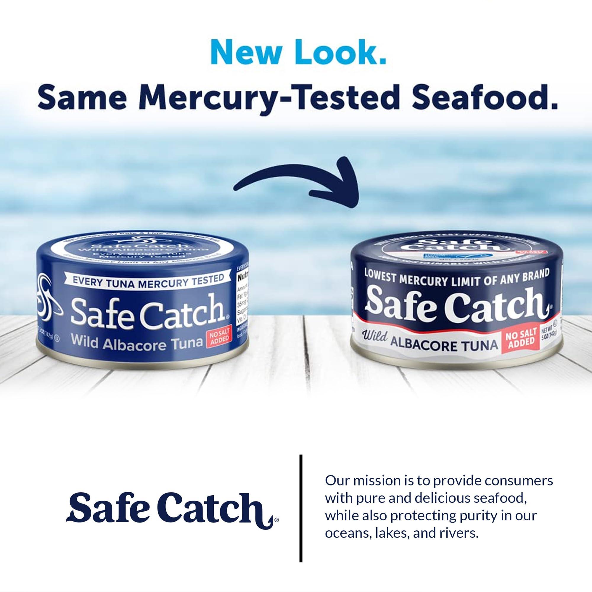 Safe Catch Safe Catch Canned Lowest Mercury Limit Albacore Tuna Fish No Salt Added, Wild Caught, Gluten-Free, Kosher, Whole30 Approved, Keto, 5oz Can, 6-Pack