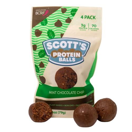 Scott's Protein Balls Scott's Protein Balls Refrigerated Plant Based Protein Balls, Mint Chocolate Chip Protein Balls, 6 Resealable Bags, 4 Protein Balls per Bag, 24 Count