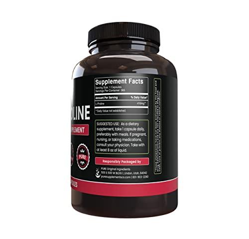 PURE ORIGINAL INGREDIENTS PURE ORIGINAL INGREDIENTS L-Proline (365 Capsules) No Magnesium Or Rice Fillers, Always Pure, Lab Verified