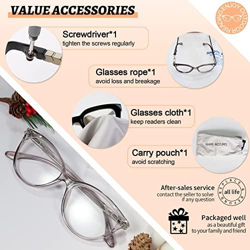 MARE AZZURO MARE AZZURO Reading Glasses for Women Glossy Readers 5.0 Stylish Reader Round Eyeglasses +5.00 with Spring Hinge