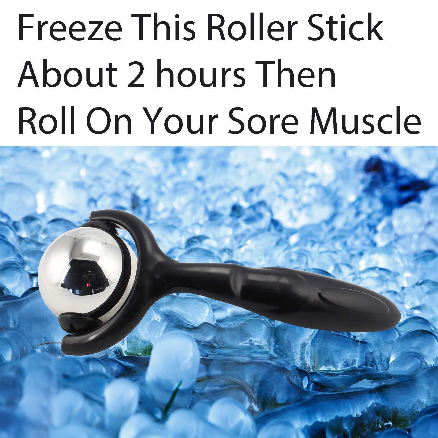 Vinyl Quote Me Vinyl Quote Me Roller Massage Ball - Ergonomic Handle Cold Warm Compression Temperature Keeper Stainless Steel Muscle Pain Relief Body Neck Shoulder Back Leg Calf Therapy Ice Heat Hot-Roller Stick
