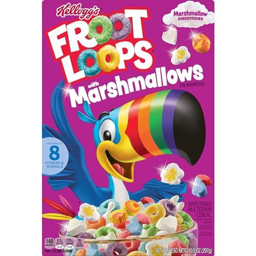 Froot Loops Kellogg’s Froot Loops Breakfast Cereal with Marshmallows, Fruit Flavored, Breakfast Snacks with Vitamin C, Original with Marshmallows, 10.5oz Box (1 Box)