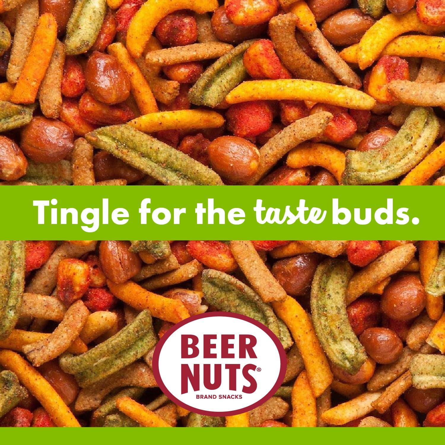 BEER NUTS BEER NUTS Cantina Mix with Twang, Twang Seasoned Peanuts, Chili Lime Insane Grain, Guacamole & Habanero Sticks, Resealable Jar (12oz)