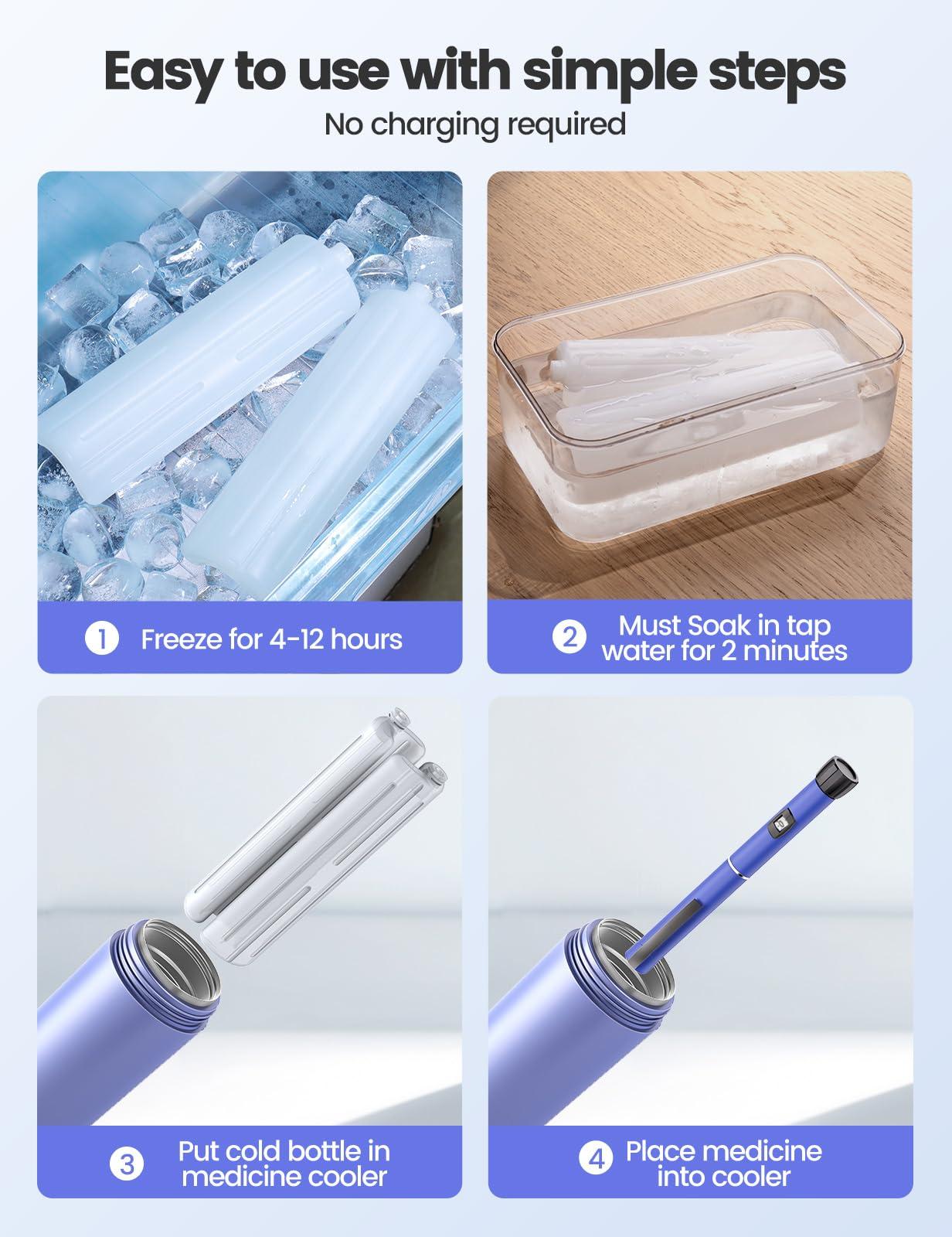 Vaydeer VAYDEER Insulin Cooler Travel Case, Medication Cooler for Travel [Double Lids] [Large Contact Area] [Uniform Temperature] Insulin Pen Cooler TSA Approved for Medications Carry (Purple)