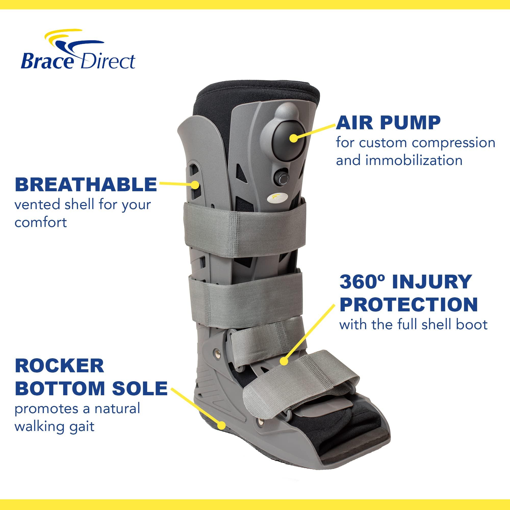 Brace Direct Brace Direct Tall Air CAM Walker Boot - Orthopedic Full Shell Air Cast Walking Boot - for Broken Foot, Sprained Ankle, Fractures, Achilles Recovery - For women and Men