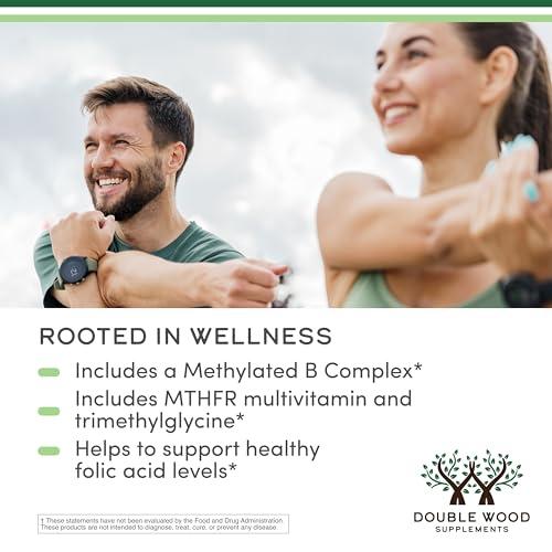 Double Wood Supplements Methylated Multivitamin (Methylated and Activated Vitamins Only - B Complex with Trimethylglycine (TMG) and Methylfolate)(Non-GMO, Gluten Free MTHFR Supplement) 120 Capsules by Double Wood