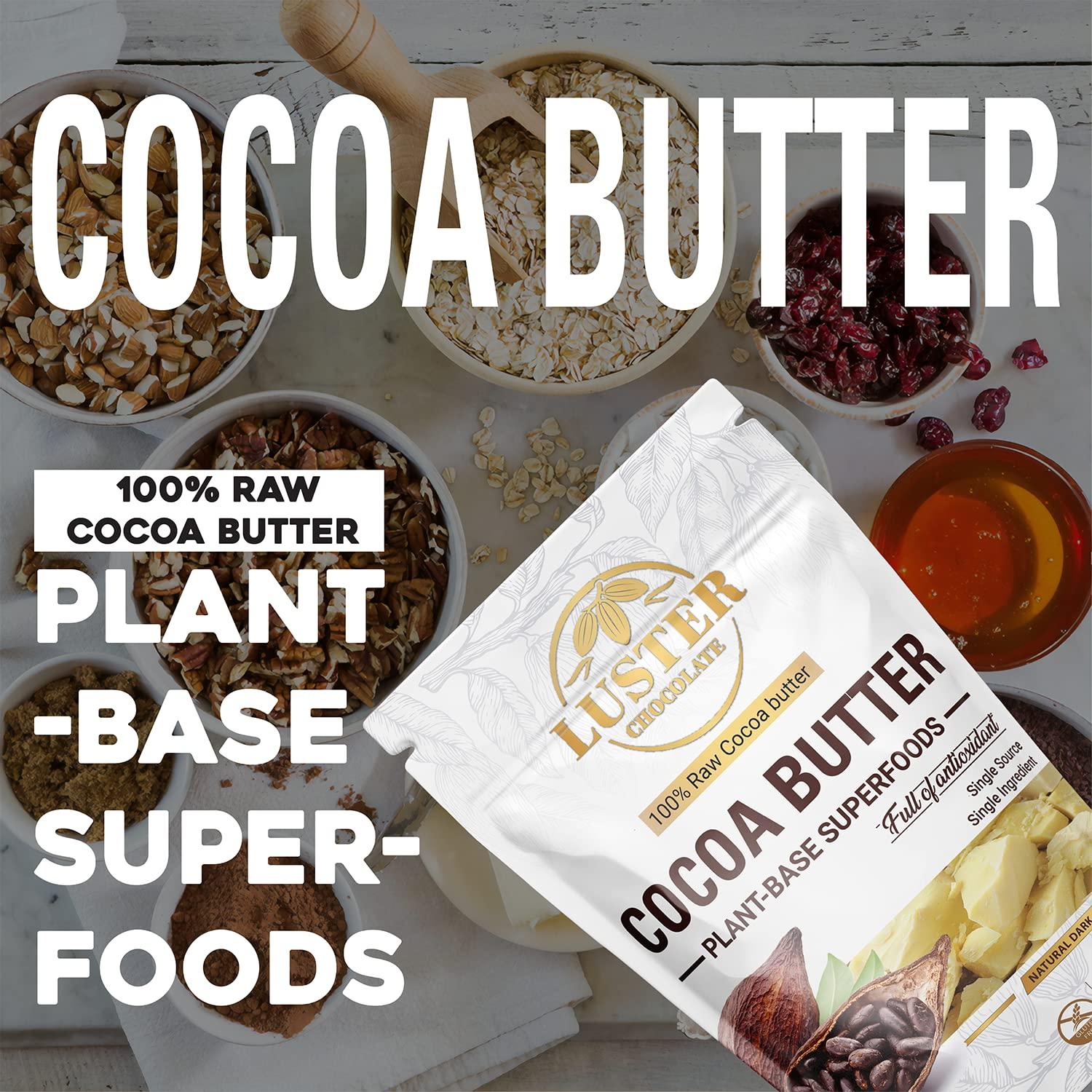 Luster Chocolate Luster Chocolate 100% Natural Cacao Butter Organic 16 oz (454g) Vegan & Non GMO - Gluten Free - Pure Cocoa Butter Raw Organic - Full of Antioxidant