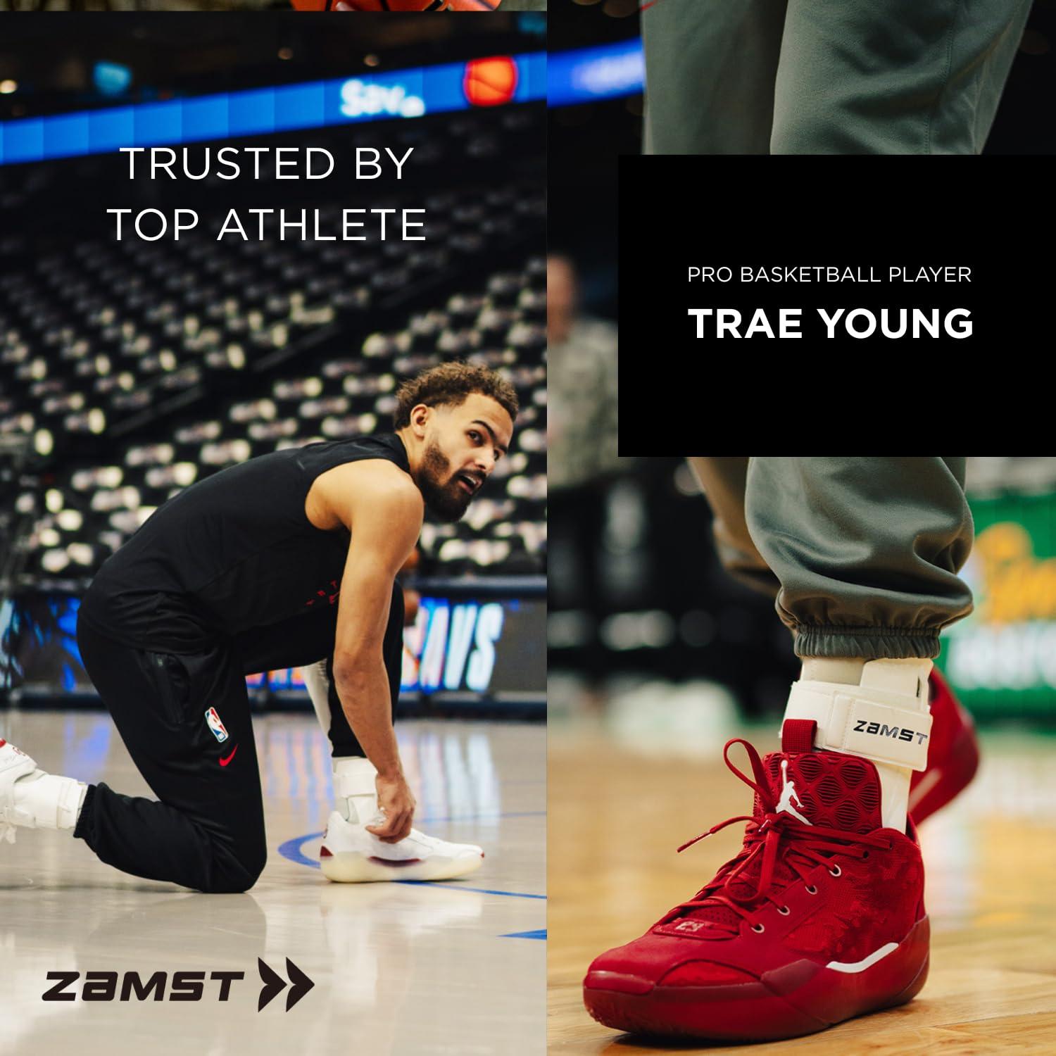 Zamst Zamst A2-DX Sports Ankle Brace with Protective Guards For High Ankle Sprains and Chronic Ankle Instability-for Basketball, Volleyball, Lacrosse, Football-Black, Left Large