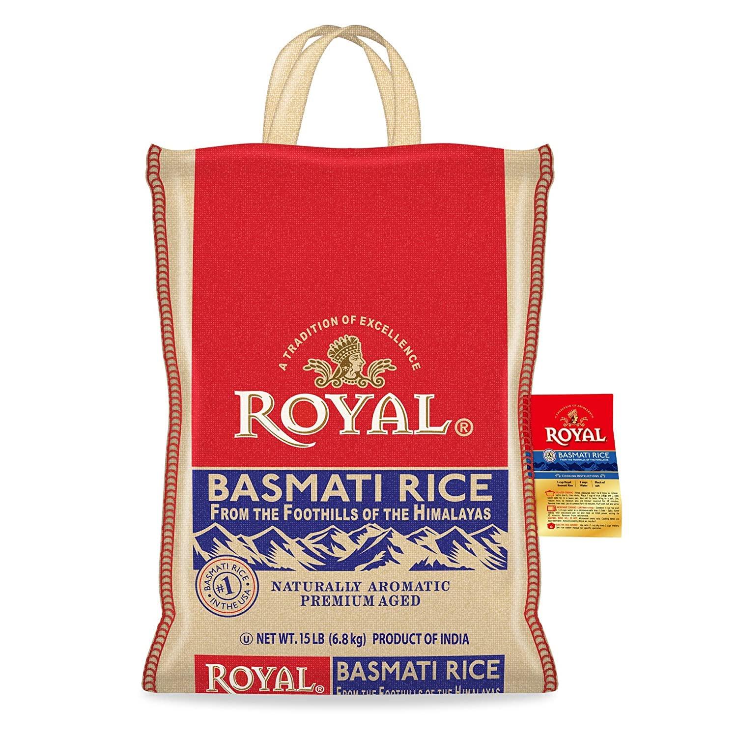 Authentic Royal Authentic Royal Basmati Rice, 15 Pound Bag, White