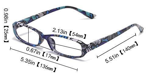 SOOLALA SOOLALA 4-Pair Designer Fashionable Spring Hinge Rectangular Reading Glasses w/Matching Pouch, 4pcs, 3.5