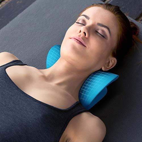 RESTCLOUD RESTCLOUD Neck and Shoulder Relaxer, Cervical Traction Device for TMJ Pain Relief and Cervical Spine Alignment, Chiropractic Pillow Neck Stretcher (Blue)