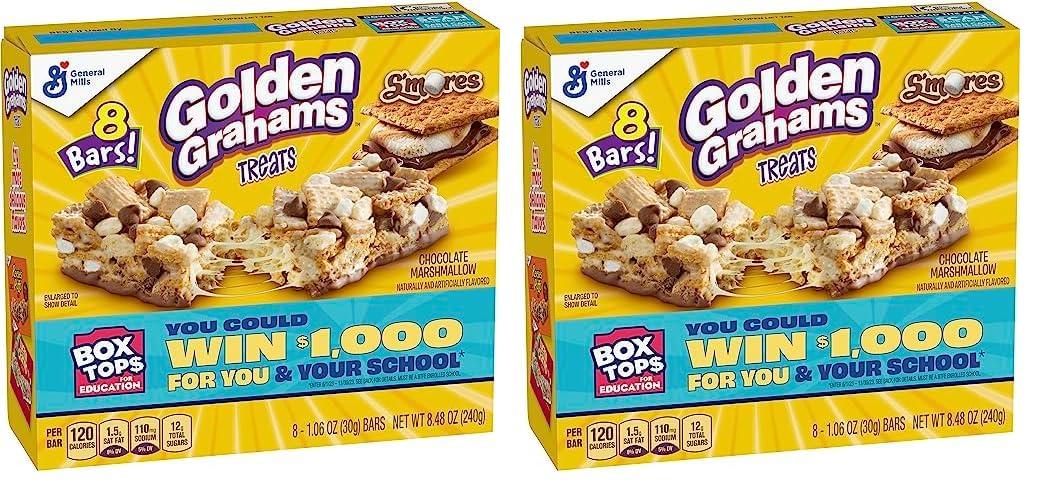 Golden Grahams Golden Grahams Breakfast Cereal Treat Bars, S\'mores, Snack Bars, 8 ct (Pack of 2)