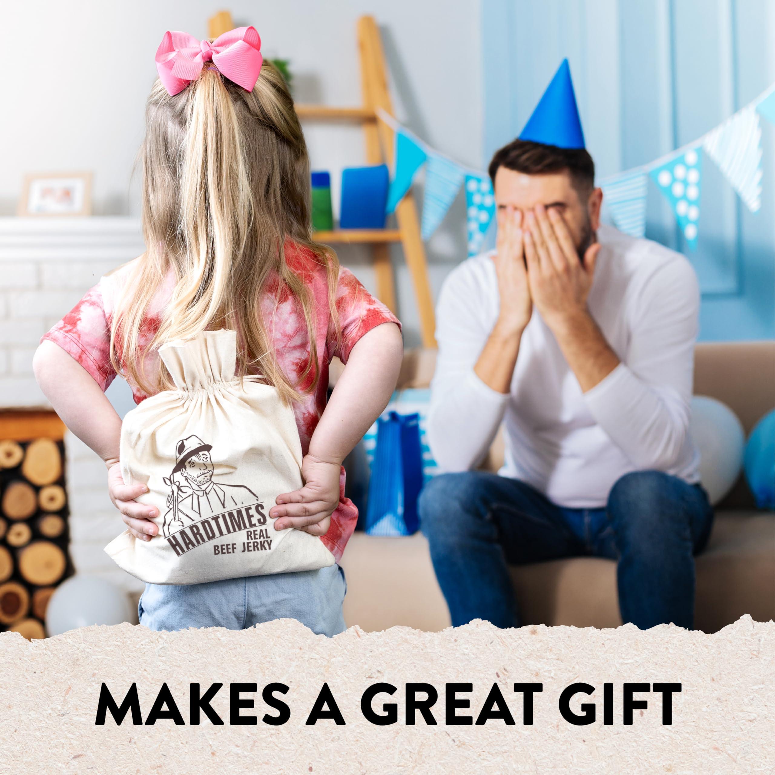 hardtimes Hardtimes Beef Jerky - Variety, Specialty Gift Bag - Great Gift for Father\'s Day, Holiday, & Birthday - 5 Pack of 2.25 oz Bags Original, Black Pepper, Hot, Teriyaki, & Sweet Heat - 4 Jerky Chews