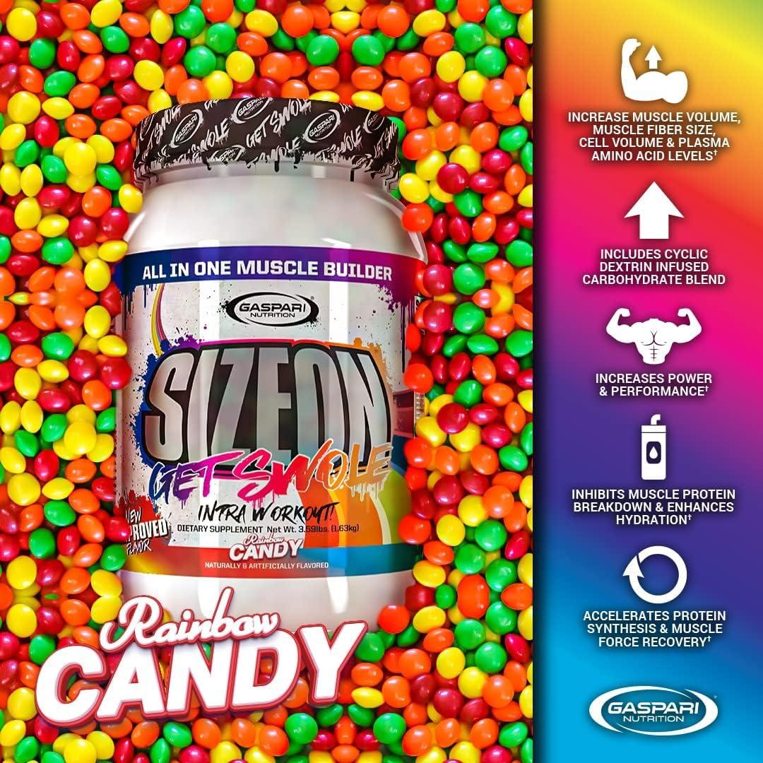 Gaspari Nutrition Gaspari Nutrition SizeOn, The Ultimate Hybrid Intra-Workout Amino Acid & Creatine Formula, Increased Muscle Volume & Muscle Recovery (3.59 Pound, Rainbow Candy)