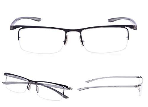 LUR LUR Half Rim Reading Glasses for Men 3 pack Half-Rim Readers (Black)