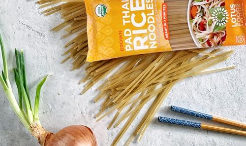 Lotus Foods Lotus Foods Organic Brown Rice Pad Thai Rice Noodles - Gluten Free Pad Thai, Heirloom Rice Noodles, Authentic Asian Noodles, Rice Noodles Thailand, USDA Organic, Non GMO - 8 Oz (Pack of 8)