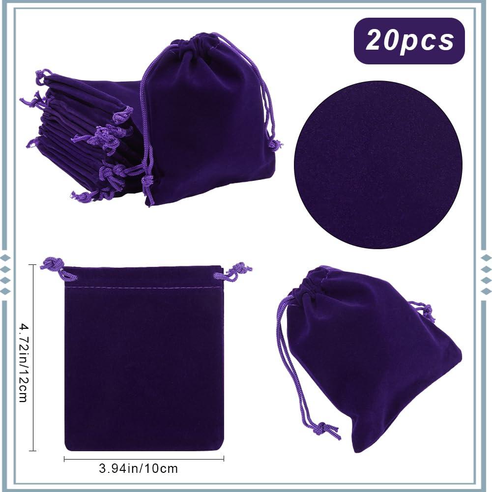 Beebeecraft Beebeecraft 20Pcs Velvet Drawstring Bags Wedding Gift Wrap Bags Purple Velvet Cloth Jewelry Pouches 12x10cm for Jewelry Gifts on Valentine's Day Mother's Day