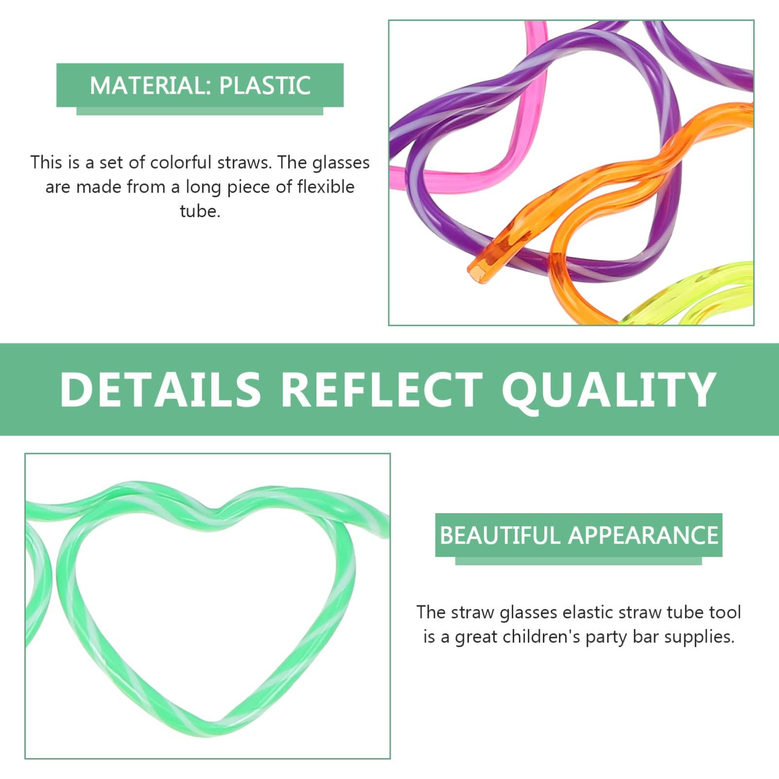 EXCEART Drinking Straws Glasses- Shaped 12Pcs DIY Heart Glasses Plastic Silly Straw Eyeglasses for 7 Colors