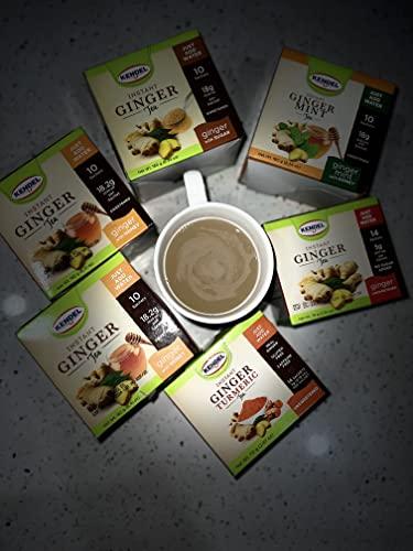 Kendel Kendel Instant Ginger Honey Tea, Caffeine Free (10 Sachets). Soothing flavor, Non-GMO
