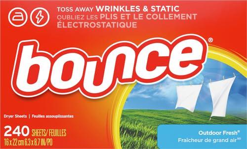 Bounce Bounce Dryer Sheets, Outdoor Fresh, 480 Count Laundry Fabric Softener Sheets with Static Control and Wrinkle Fighters. (2 Packs of 240)