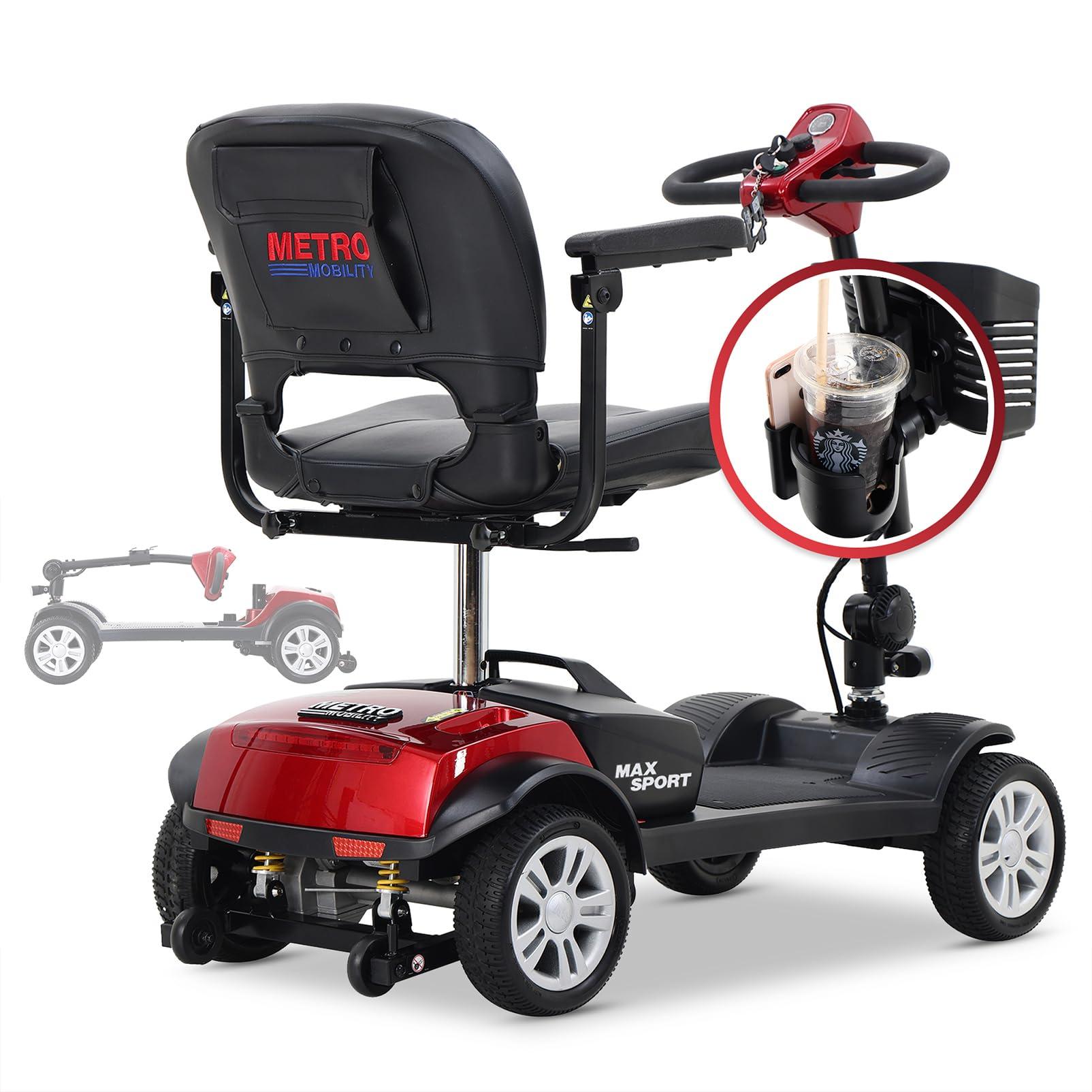 NineLife Basics Mobility Scooters for Seniors & Adults 400lbs Capacity 4 Wheel Foldable Powered Mobility Scooter for Elderly for Travel, Lightweight All Terrain Mobility Scooter with Lights and Basket (Red)
