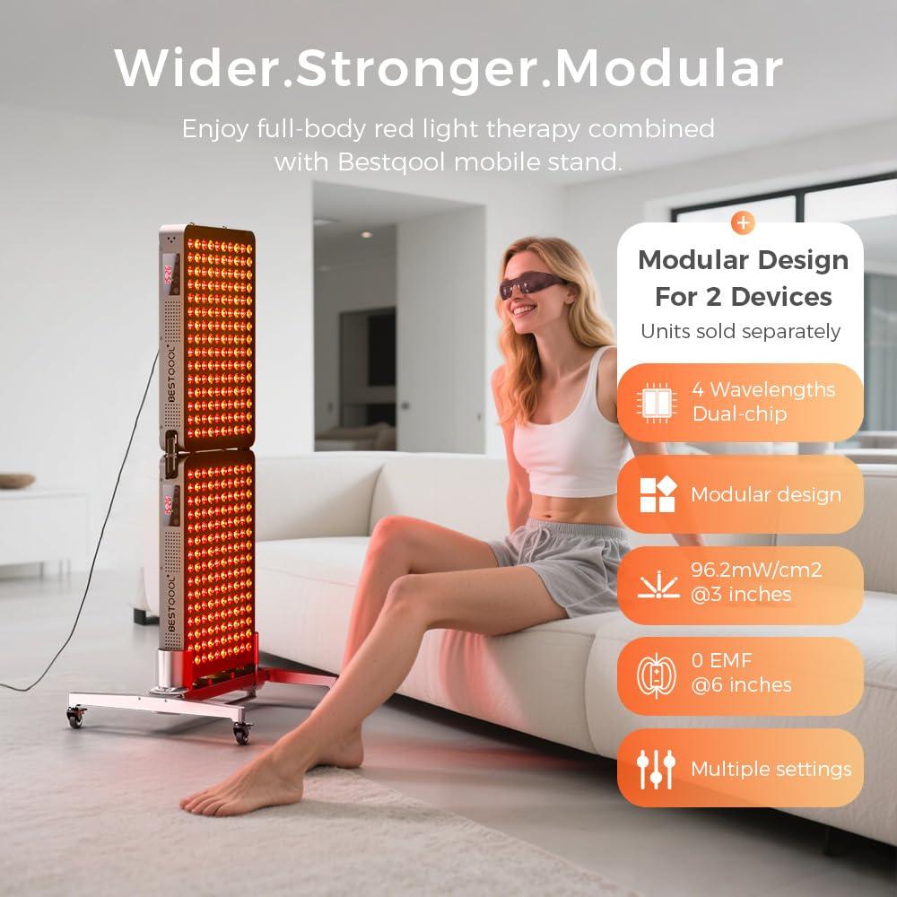 Bestqool Bestqool Red Light Therapy Device, 4 Wavelengths Full Body Near Infrared Light Therapy, Elite Grade Dual Chip 150 LEDs, High Power Output Red Light Panel for Anti-Aging, Pain Relief. 250W.