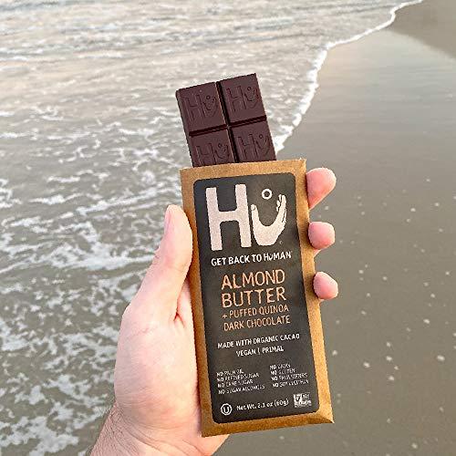 Hu Hu Chocolate Bars | 8 Pack Almond Butter Puffed Quinoa Chocolate | Natural Organic Vegan, Gluten Free, Paleo, Non GMO, Fair Trade Dark Chocolate | 2.1oz Each