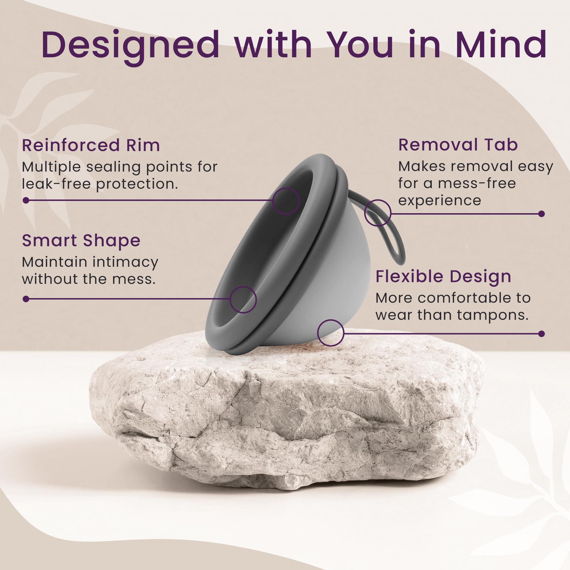 EcoBlossom Ecoblossom Reusable Menstrual Disc - Menstrual Cup - Soft Period Disc for Women Designed with Flexible, Medical-Grade Silicone Period Cup (Small, Black)