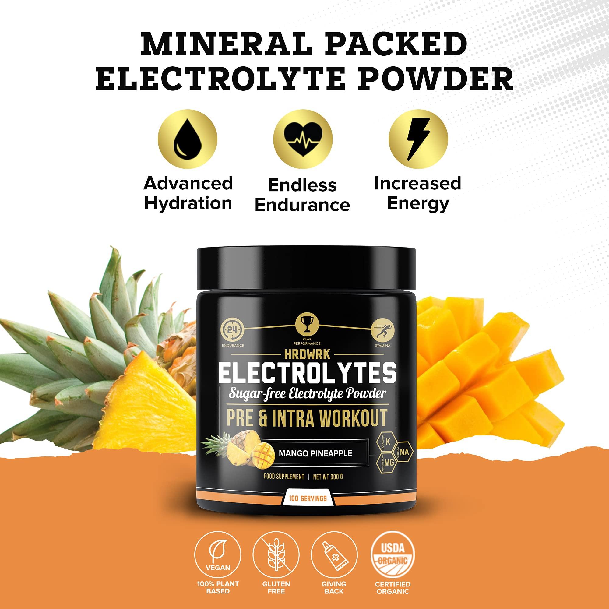MMA Nutrition HRDWRK Electrolytes Powder with Magnesium, Potassium - Sugar Free Electrolytes Boost Endurance and Reduce Fatigue with This Electrolytes Supplement - Maximum Hydration - Keto Friendly