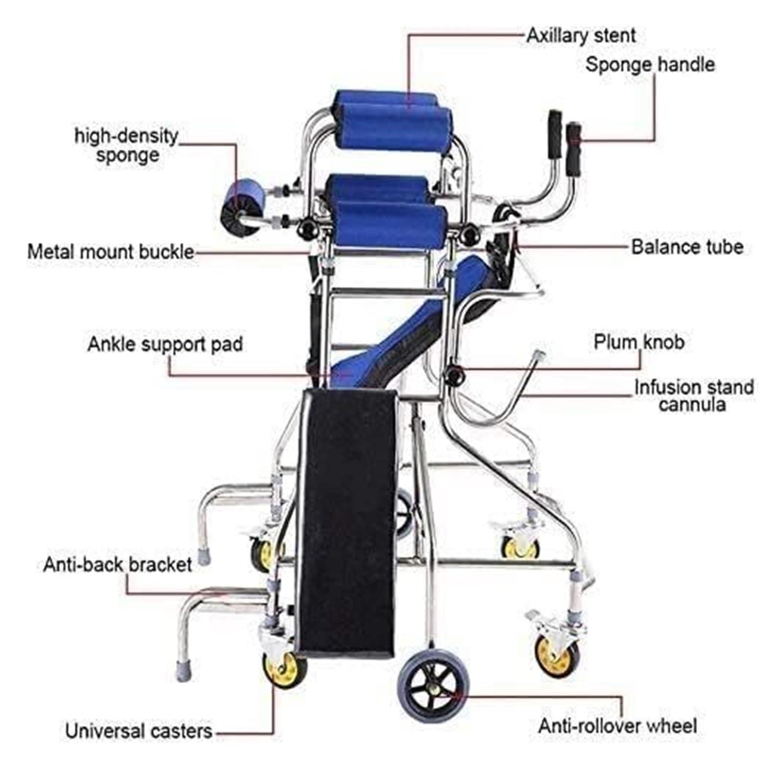 AMydio Standing Walker Medical Walker Rollator Walker with 6 Wheels and Seat Adult Standing Walking Frame Stainless Steel Anti-Rollover Rehabilitation Training Mobility Aid for The Elderly