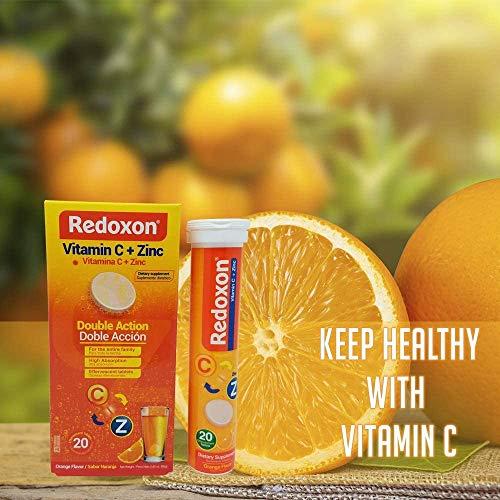 Redoxon Redoxon Vitamin C Tablets | Orange Flavor, Effervescent Double Action Supplement of Vitamin C and Zinc for Immune System Support, Healthier Lifestyle, and More Energy; 3-Pack of 20 Tablets