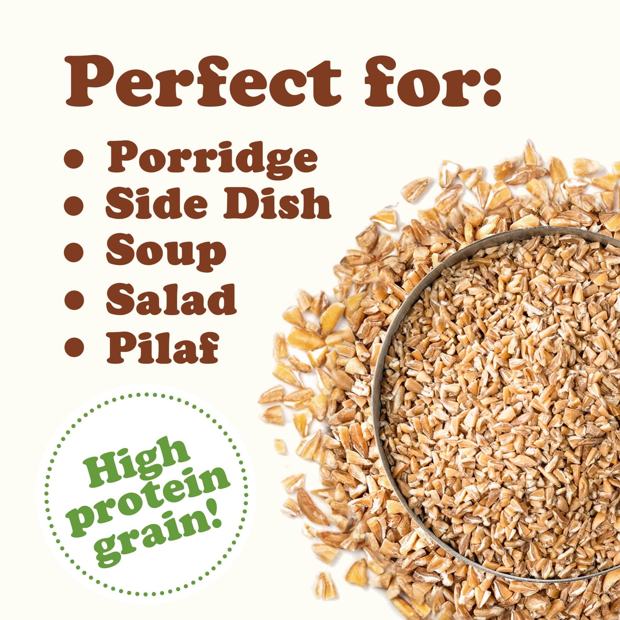 Food to Live Food to Live Organic Italian Steel Cut Farro Non-GMO, Cracked Pearled Wheat Grain, Non-Irradiated, Vegan, Bulk. Easy to Cook. Rich in Fiber, Protein. Perfect for Cereal, Porridge, Soups, Salads