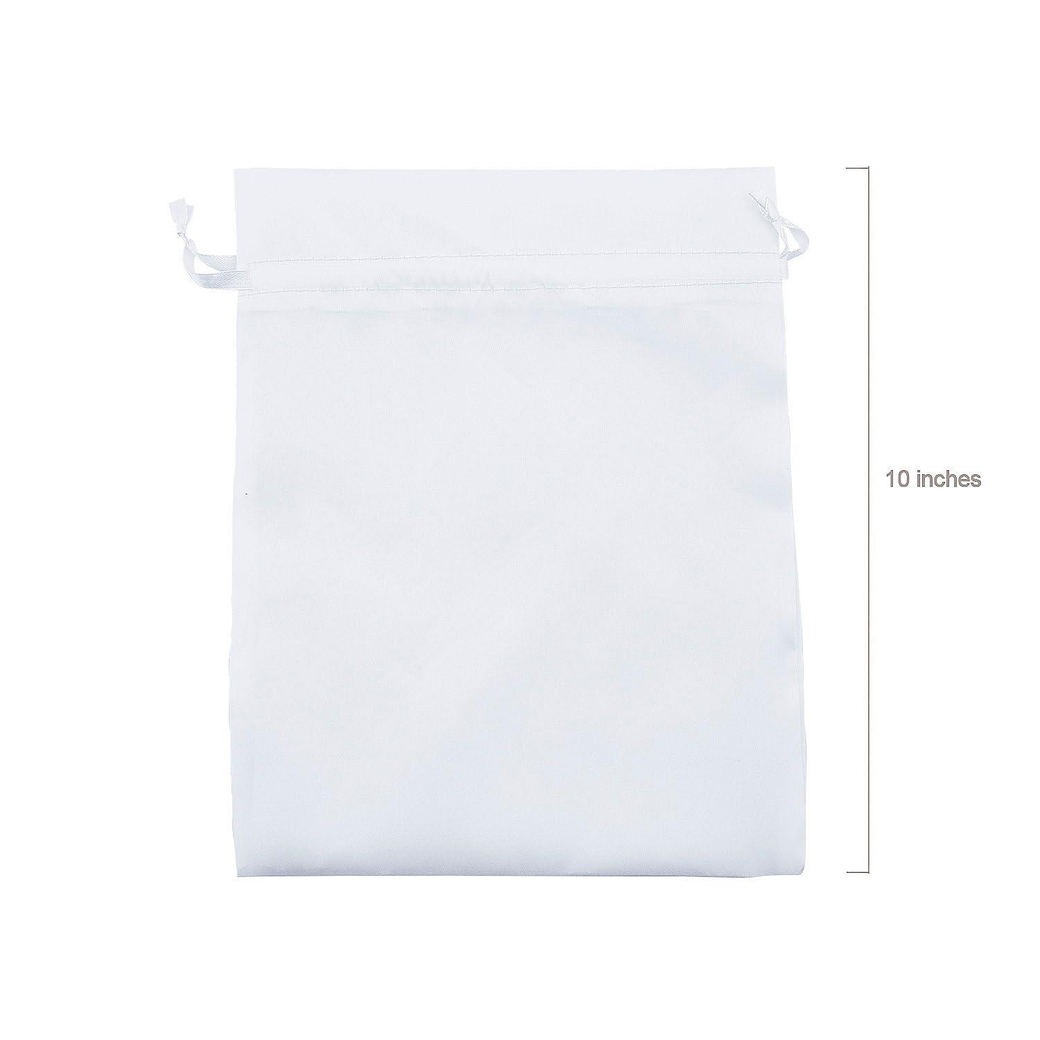Fun Express 8\" x 10\" Bulk 48 Pieces Medium White Satin Drawstring Bags