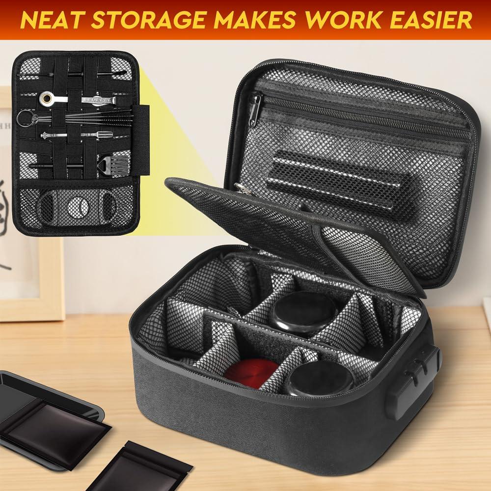 PODAHO PODAHO Large Smell Proof Case Complete Kit with 11 Small Items, Premium Smell Proof Lockable bags with Combination Lock, Smell Proof Box Containers For Home and Travel, Black