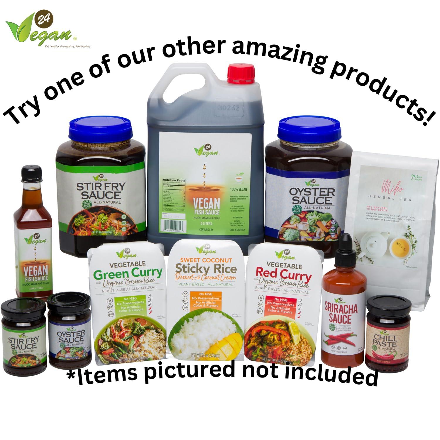 24Vegan 24Vegan Fish Sauces Premium Plant-Based Seasoning Sauce, All-Purpose Instant Flavor Boost, Gluten Free Fish Sauce, Gluten Free Soy Sauce, Vegetarian Asian Sauces, Vegetable Umami Flavor, Dressings and Marinades for a Sweet, Tangy and Spicy Flavor 12.