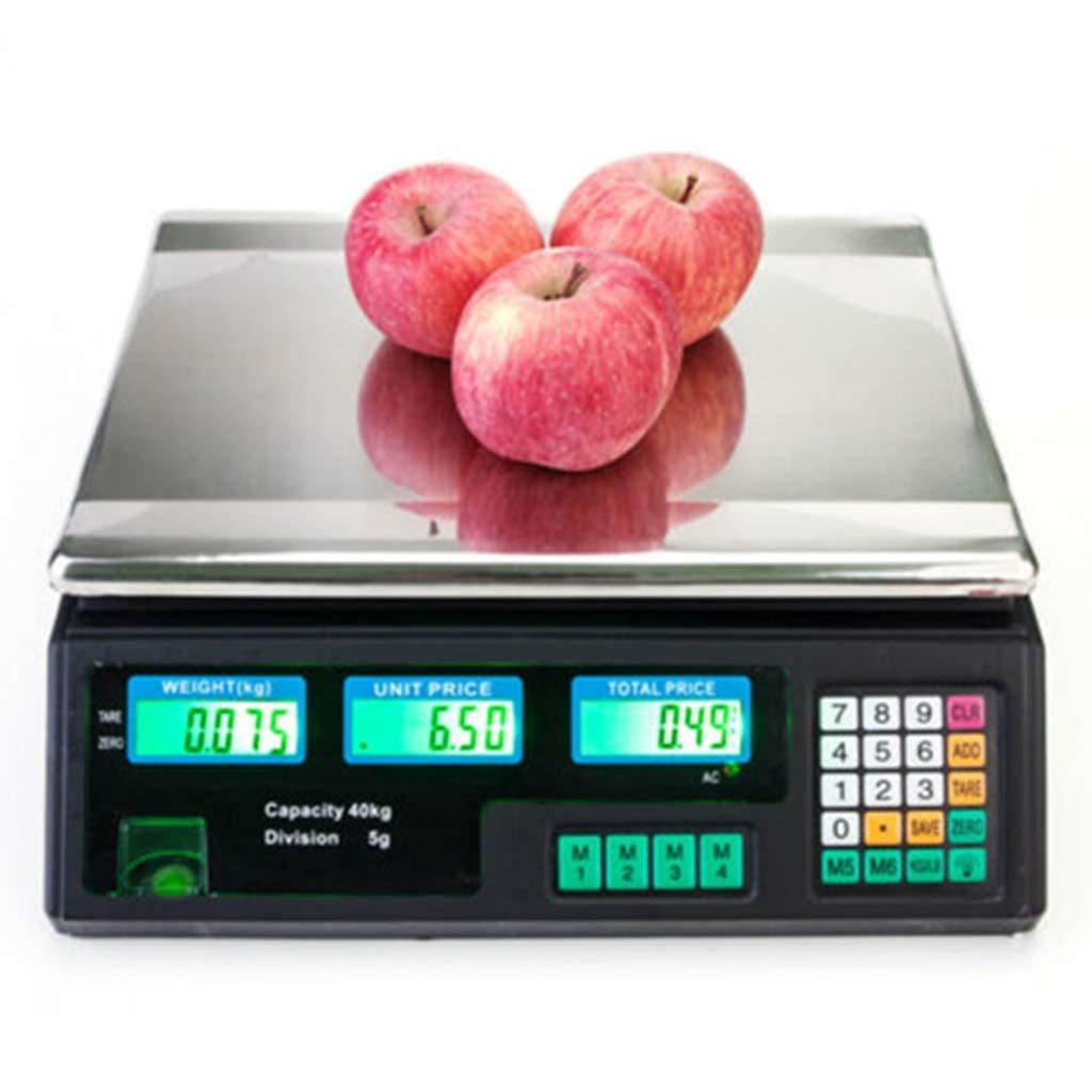 LHHL LHHL Digital Price Weighing Scale Commercial Price Scales Shop Weighing Scales Vegetable Scales with LCD Display for Retail Outlet Store Kitchen Restaurant Food Meat and Fruit (Size : 30kg/2g)