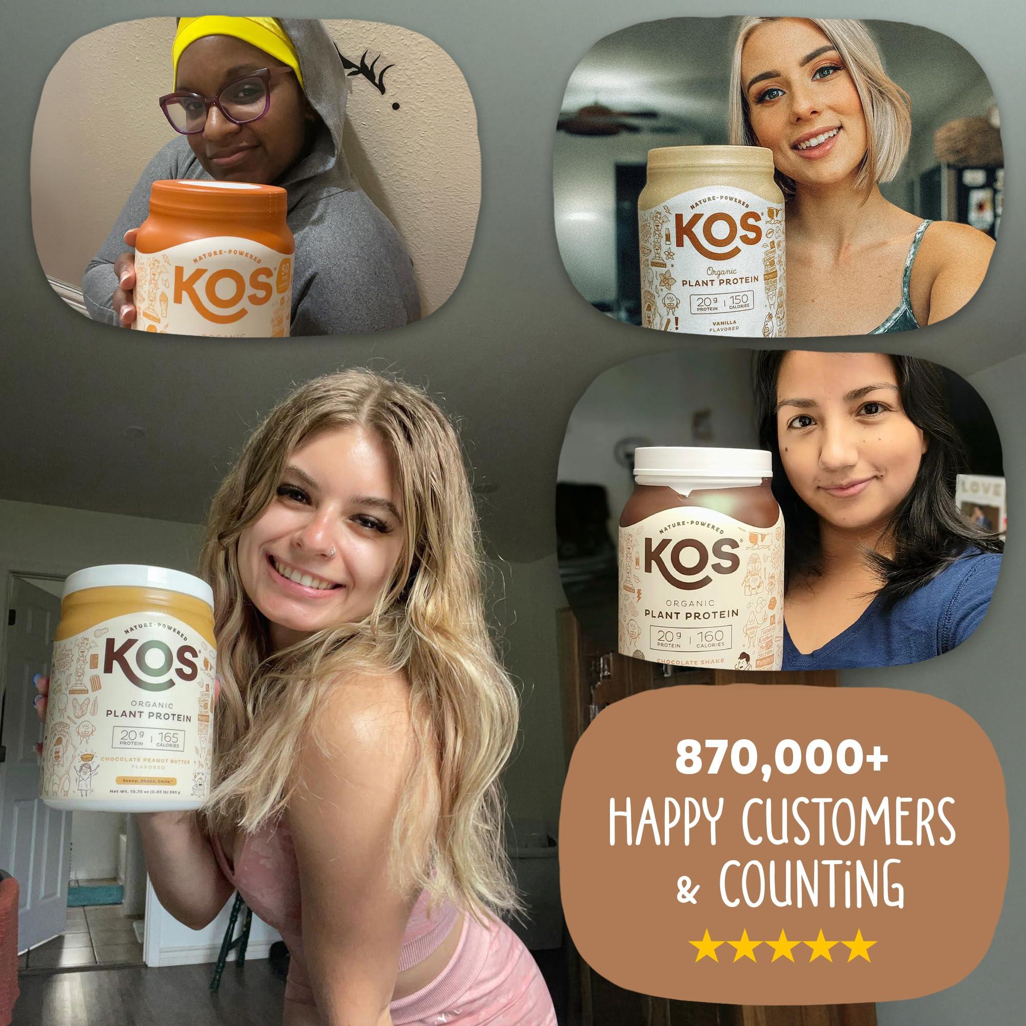 KOS KOS Organic Plant Based Protein Powder, Chocolate Peanut Butter - Delicious Vegan Protein Powder Meal Replacement - Keto Friendly, Gluten Free, Dairy Free & Soy Free - 2.4 lbs, 28 Servings
