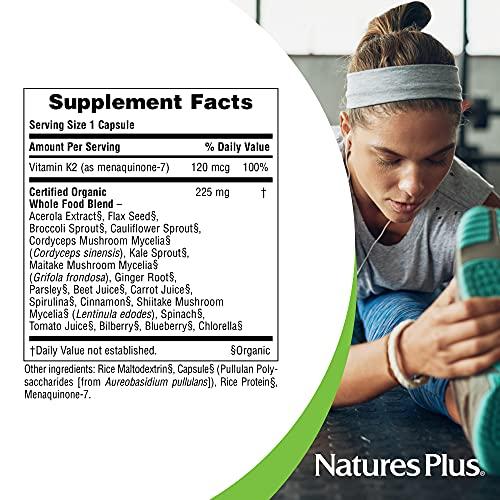 Nature's Plus NaturesPlus Source of Life Garden Vitamin K2-60 Vegan Capsules, Pack of 2 - Bone Support - Certified Organic, Non-GMO, Gluten Free - 120 Total Servings