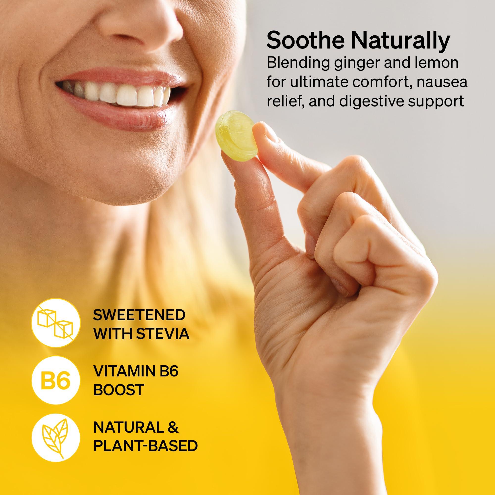 Love Noobs Lemon Ginger Candy for Nausea Pregnancy by LoveNoobs, Anti Nausea Pregnancy, Lemon Ginger Chews for Nausea, Anti Nausea Candy for Morning Sickness, Ginger Drops for Motion Sickness, Sugar-Free, B6